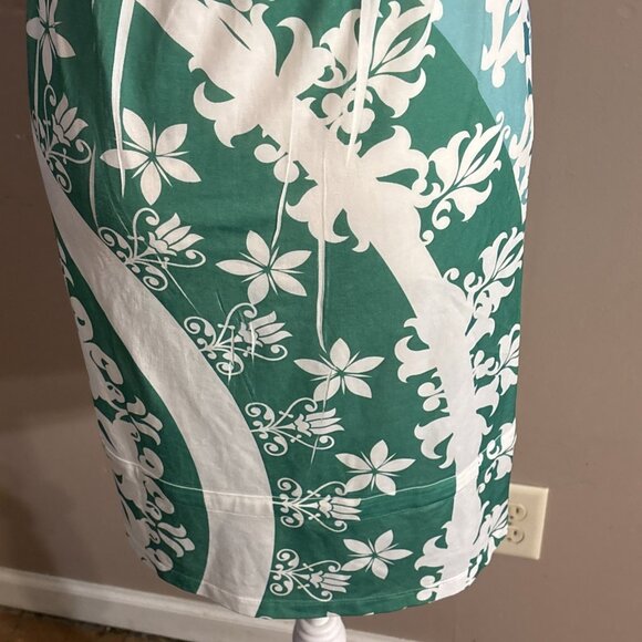 Belize Swim Cover Up Nylon Dress Green White Floral Halter Tie Sz M - Picture 7 of 11